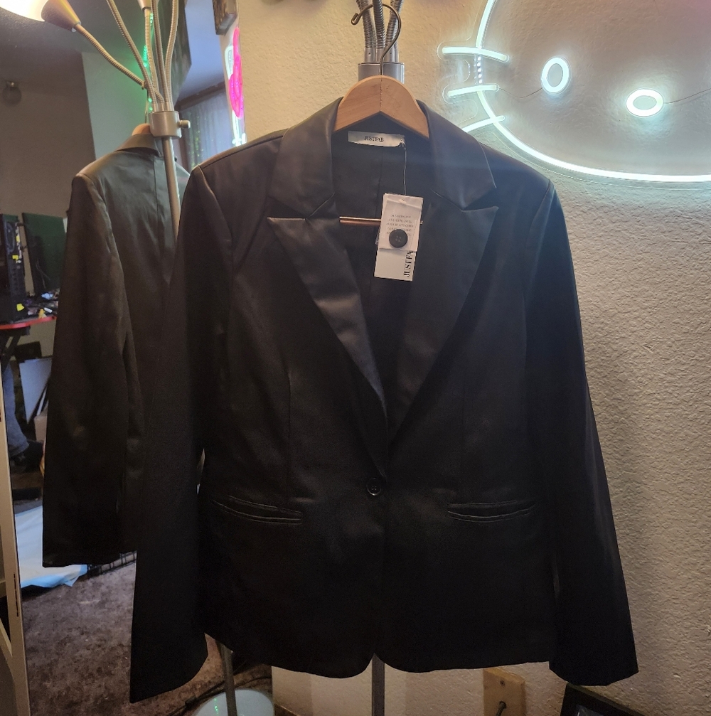 💖💖💖JustFab Black Faux Leather Blazer Jacket💖💖💖